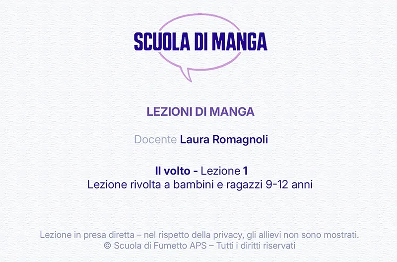 Lezione Manga online in presa diretta per bambini e ragazzi 9-12 anni